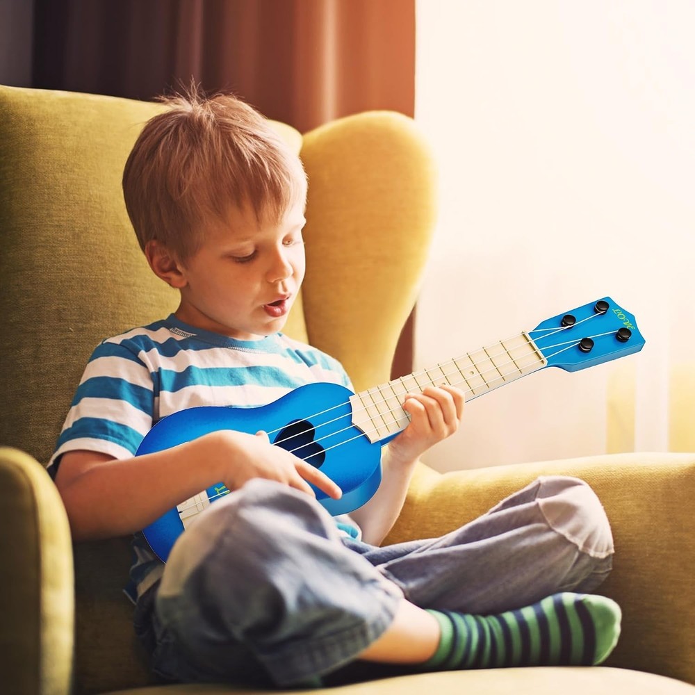 Children's Blue Ukulele - Interactive Learning with 4 Strings & Safe Design