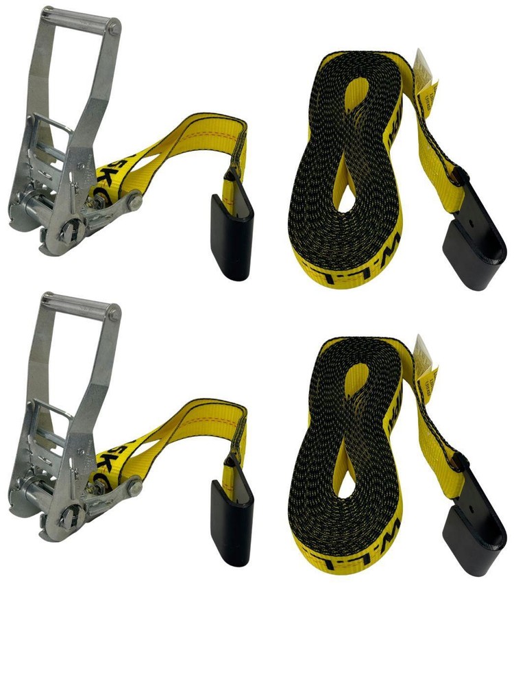 2"X30' Ratchet Strap with Flat Hook 2 Pack