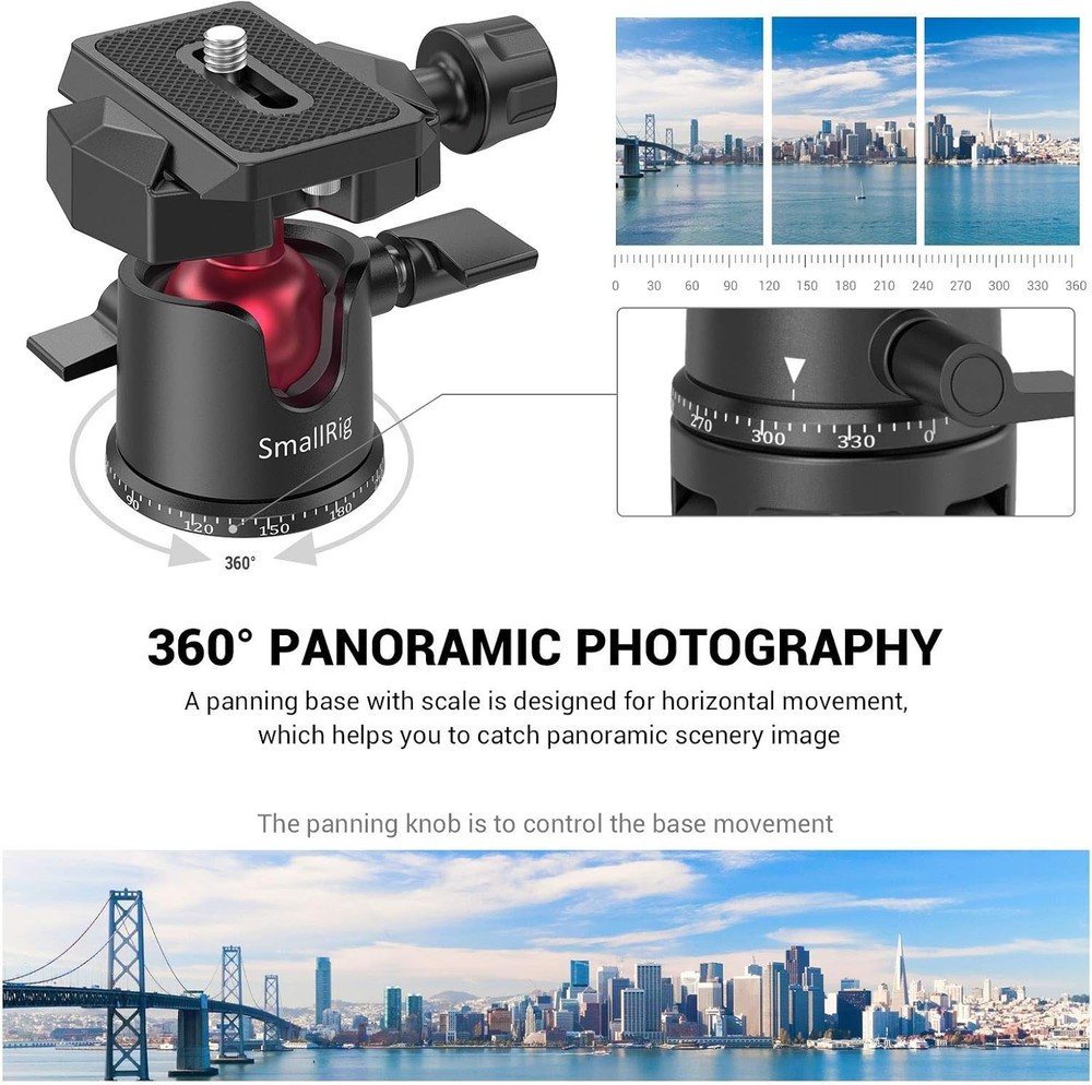 Mini Ball Head Tripod Mount 360 Panoramic with Quick Release