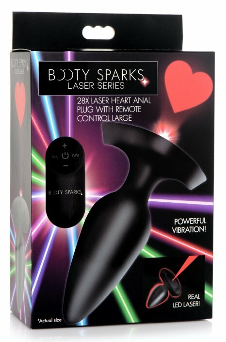 Booty Sparks: 28X Laser Heart Anal Plug with Remote Control Medium