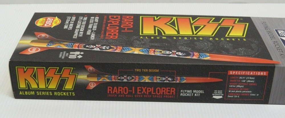 KISS ROCK & ROLL OVER FLYING MODEL ROCKET KIT UNUSED IN BOX 2012