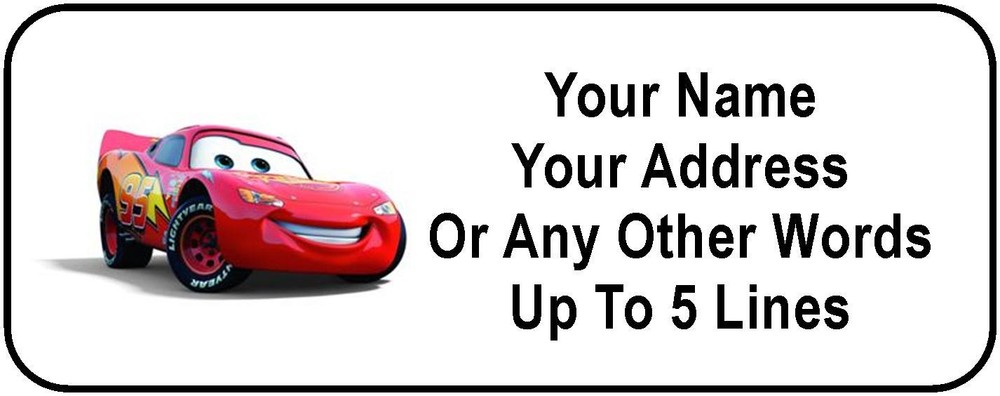30 Lightning McQueen Personalized Address Labels