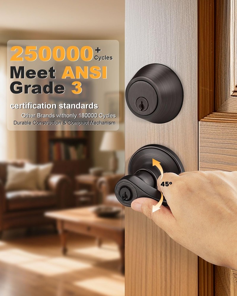 Secure Your Doors - Gobrico 3 Pack Wave Entry Lever Lockset