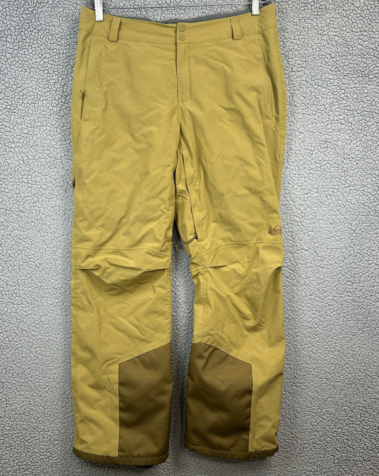 REI CO-OP Powderbound Mens Large Beige Tan Insulated Ski Snowboard Snow Pants