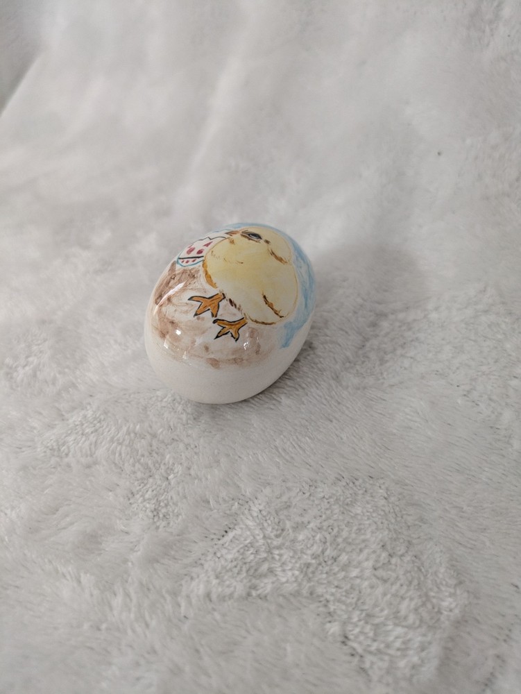 Hand Painted Baby Chick Ceramic Egg