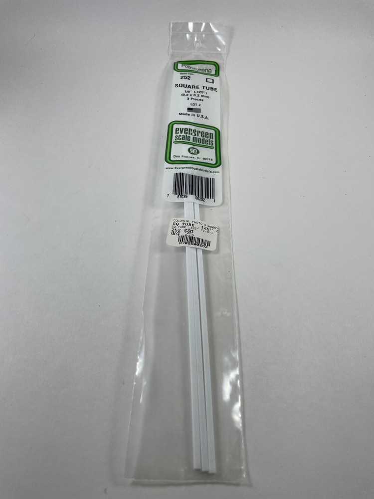 Evergreen Scale Models 252 - Square Tube (3) - 1/8"