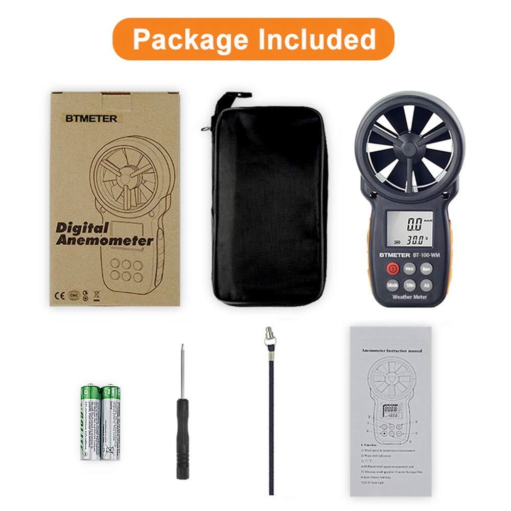 BTMETER Digital Anemometer Barometer Handheld, for Wind BT-100WM