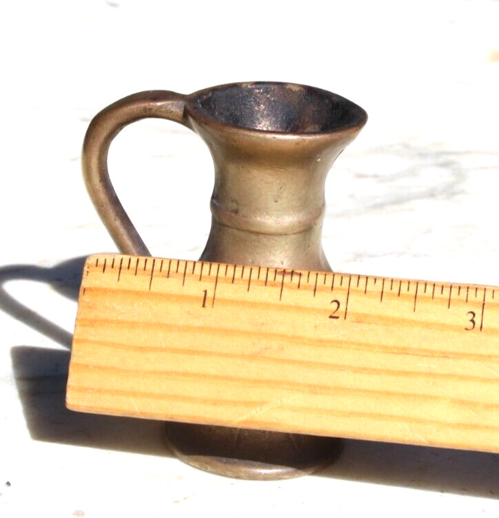 Antique Pitcher with Handle, Jug Solid Brass Small