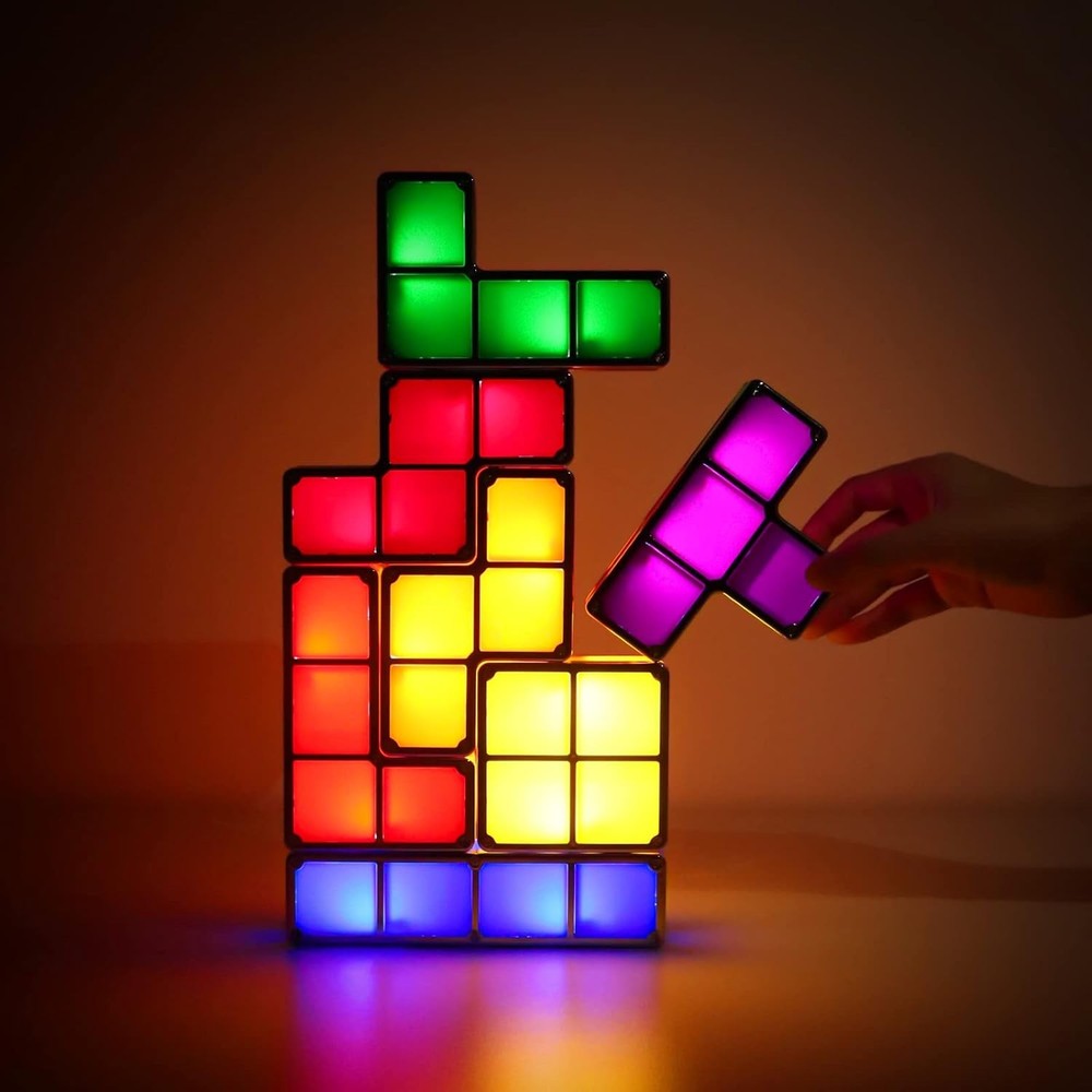 VEEKI Night Light for Kids, Stackable LED 7 Colors 3D Puzzles US Plug