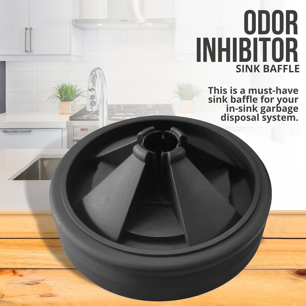 AR-PRO (2-Pack) Garbage Disposal Rubber Drain Insert Black Sink Baffle 3 3/8"