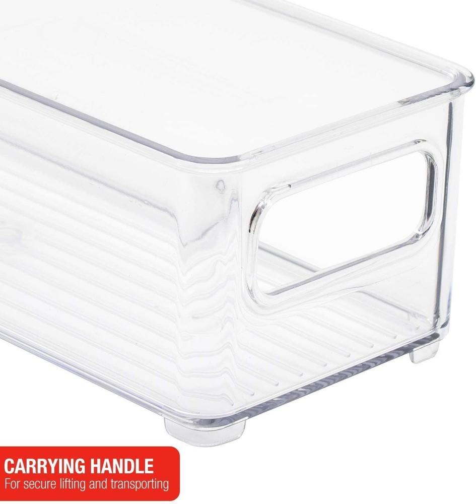 Plastic Storage Bin Clear Stackable Portable W Snap Lid & Handles