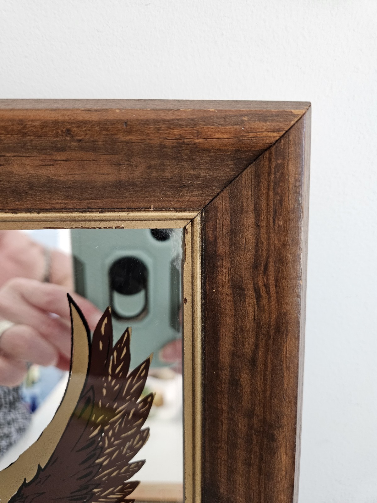 Vintage Harley-Davidson Eagle Mirror Framed Bar Decor