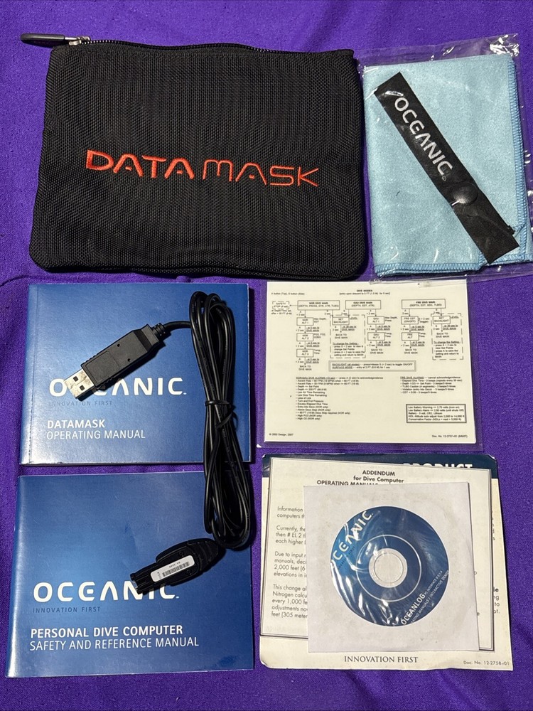 Oceanic Datamask Wireless Comp Mask Power Cord, Operating Manual, Demo Disk +++