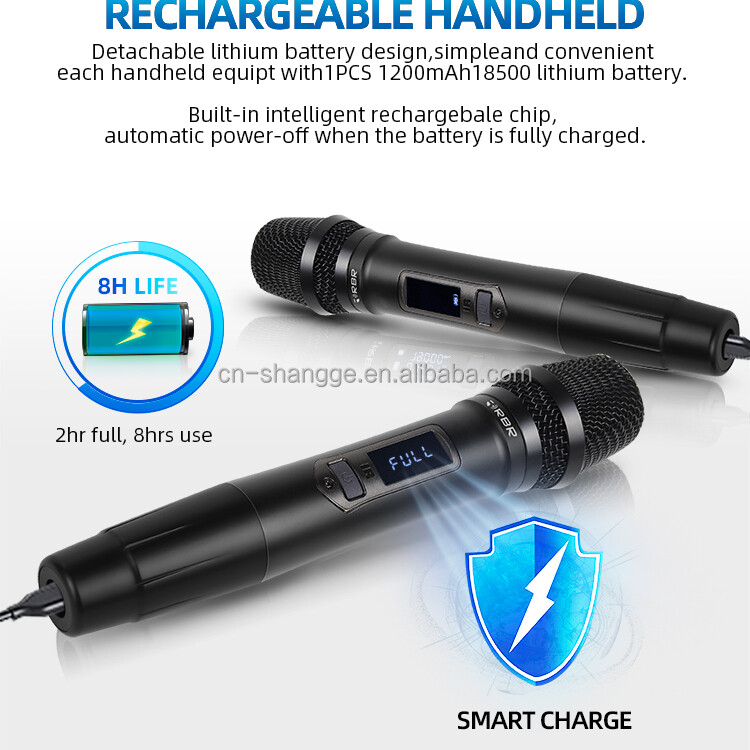 Rechargeable Handheld Design Digital Professional Wireless Microphone Mic System
