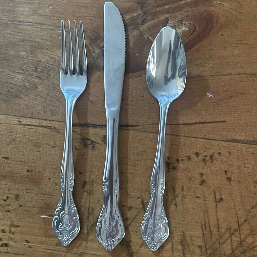 Estia Cascade 3pc Child's Set Stainless Flatware Spoon Knife Fork Teddy Bear