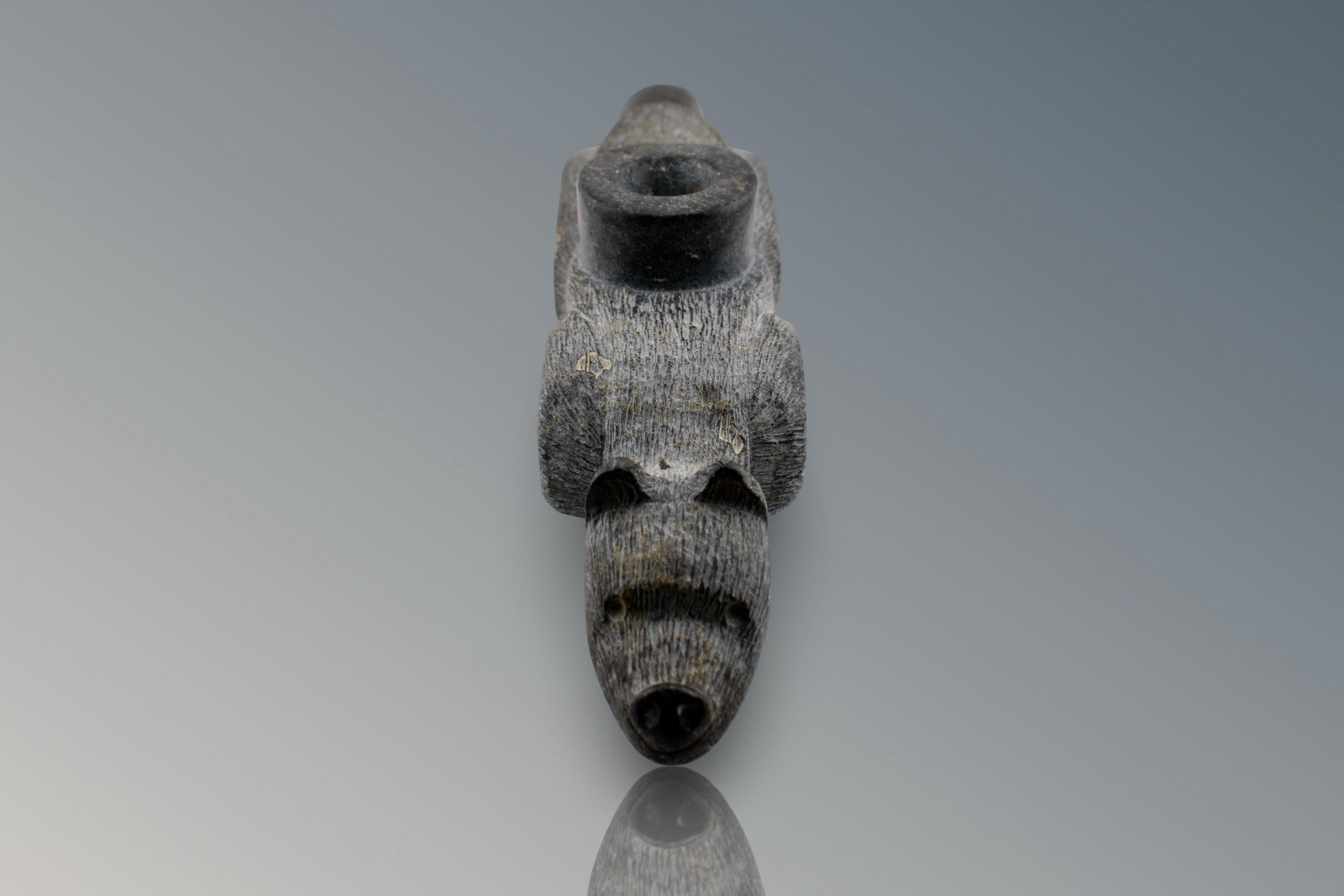 Cherokee Council Bear Effigy Pipe Late 19th Century NC High Rock 13” Long