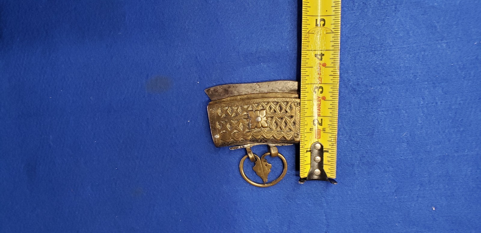 Antique Tibetan Fire, Flint Striker with Pouch Brass and Leather