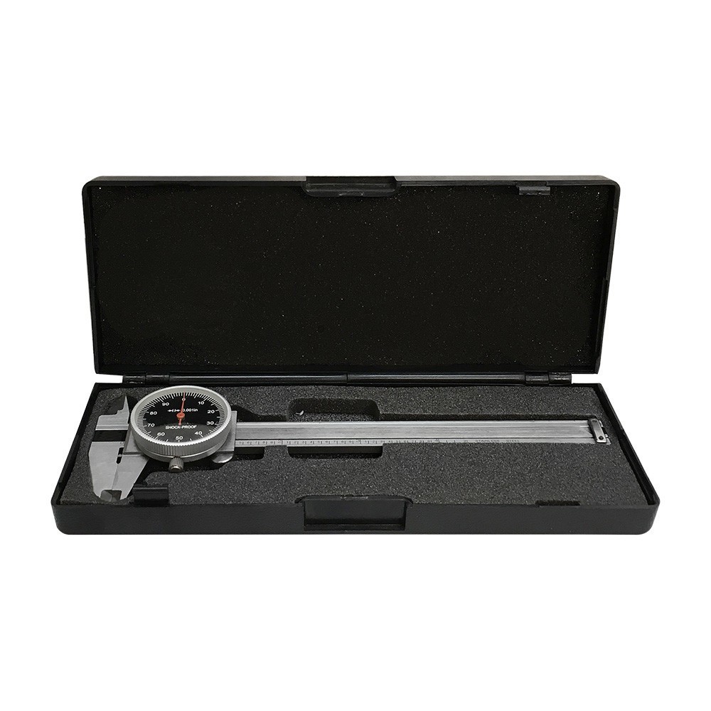 0-4" Stainless Steel 4 Way Dial Caliper Black Face Shock Proof 0.001" Graduation