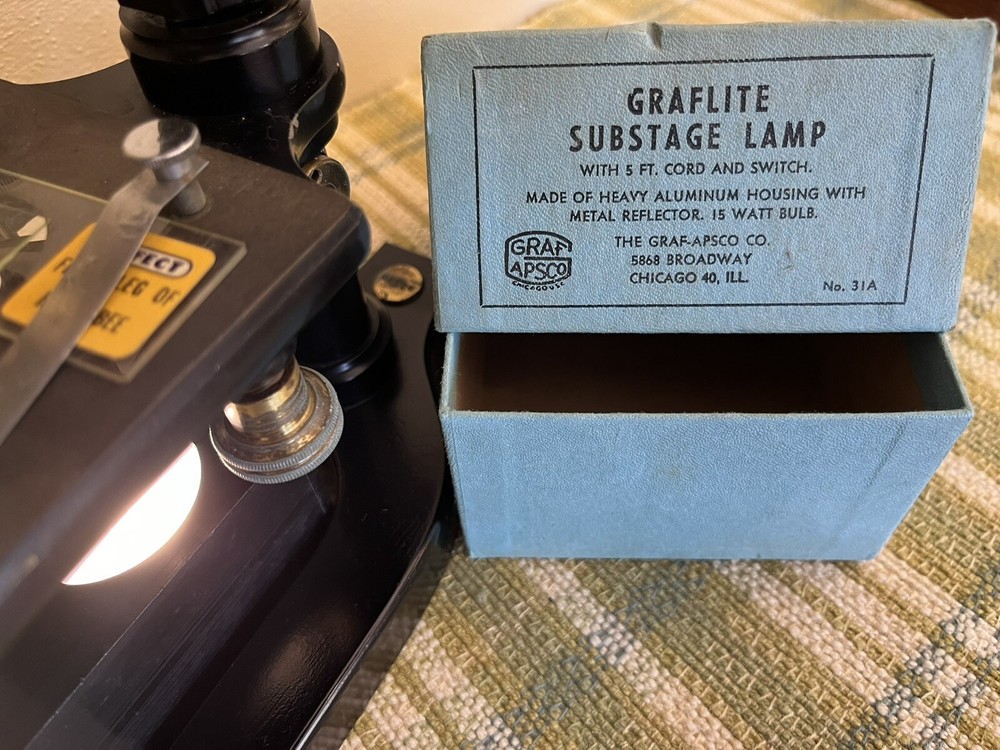 Vintage Graf Apsco Microscope with working Light c.1946