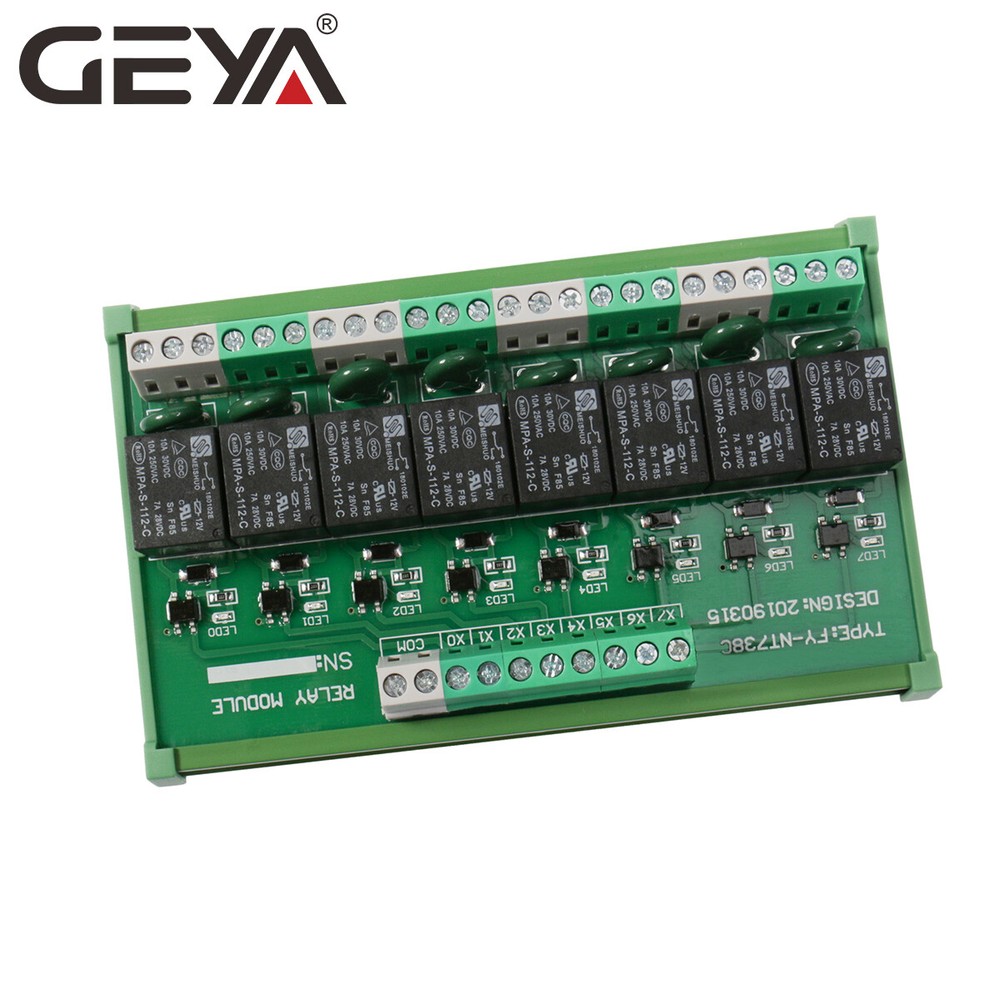 GEYA 8 Channel Interface Relay Module AC/DC 5/12/24V Panel Mount Automation PLC