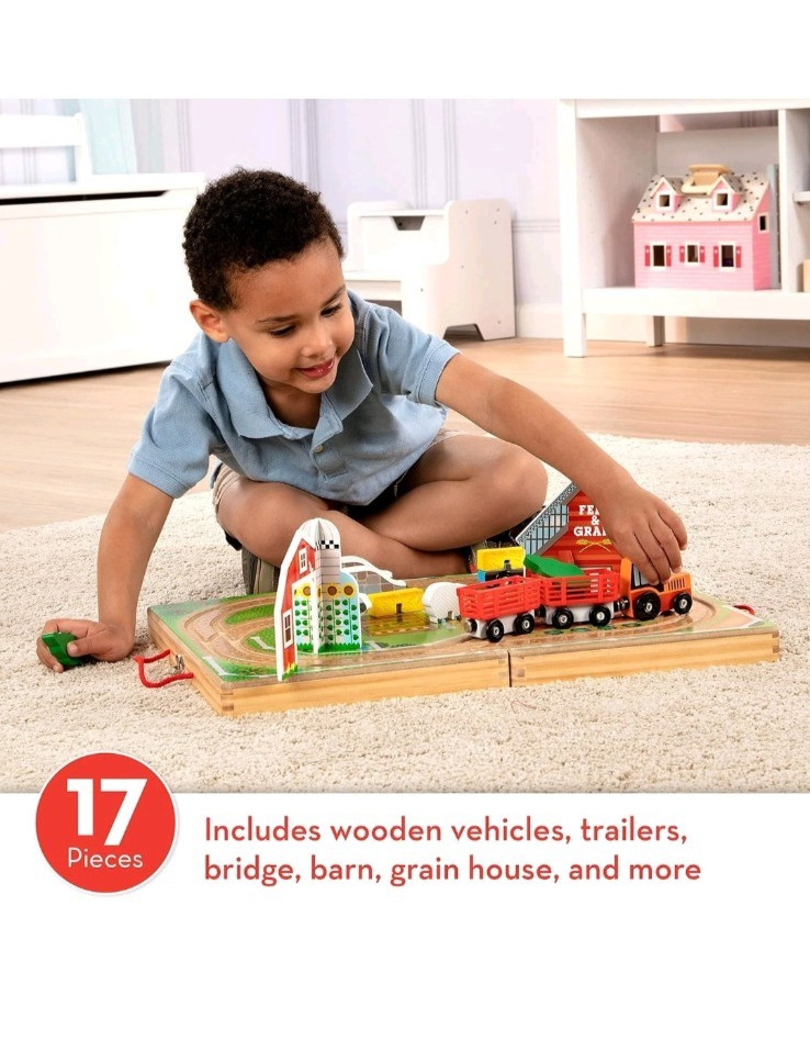 Melissa & Doug Wooden Take-Along Farm 17-Pieces Portable New toddler toy