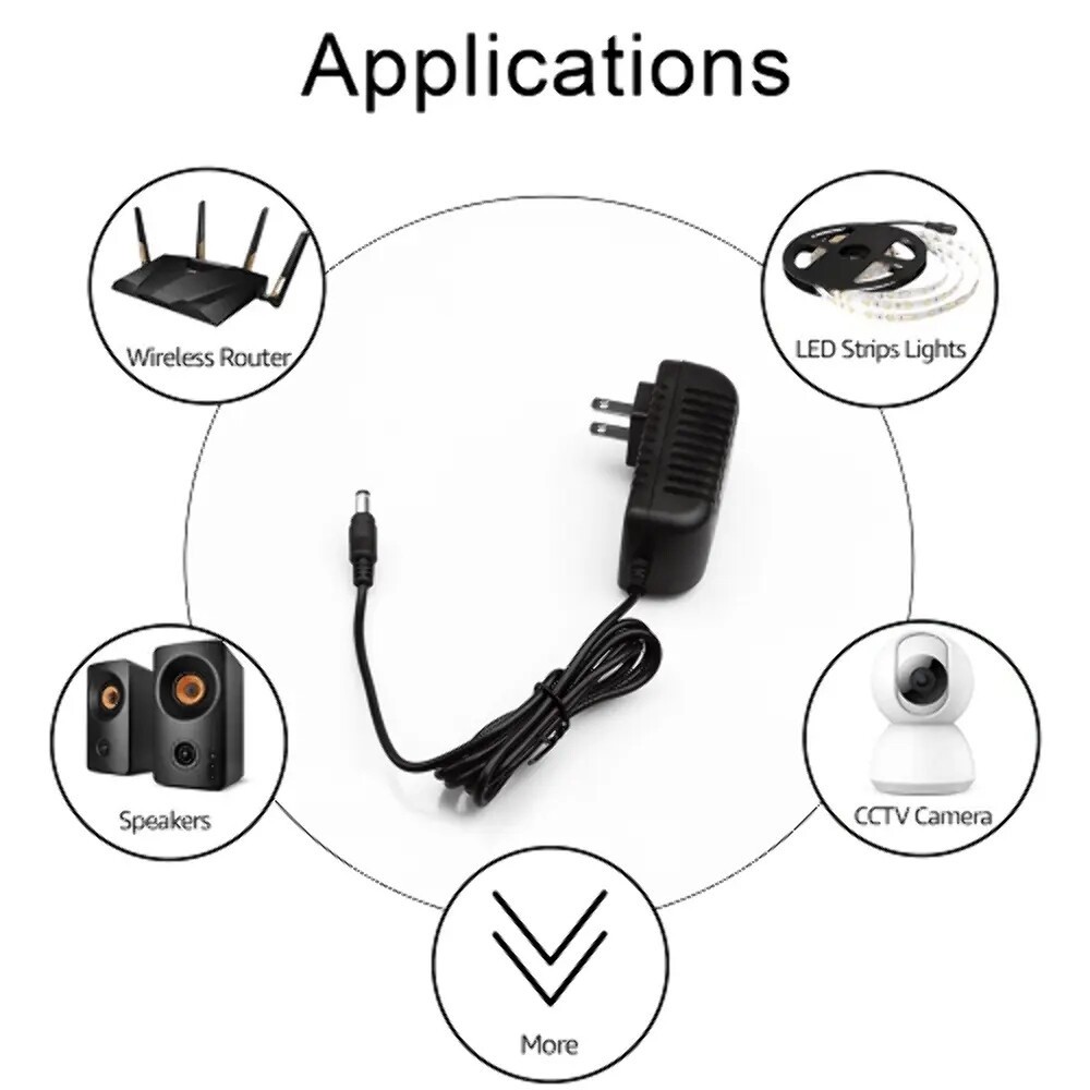 100-240V AC to DC 12V 2A Power Supply Adapter Heavy-Duty LED Light Strip 24W SMD