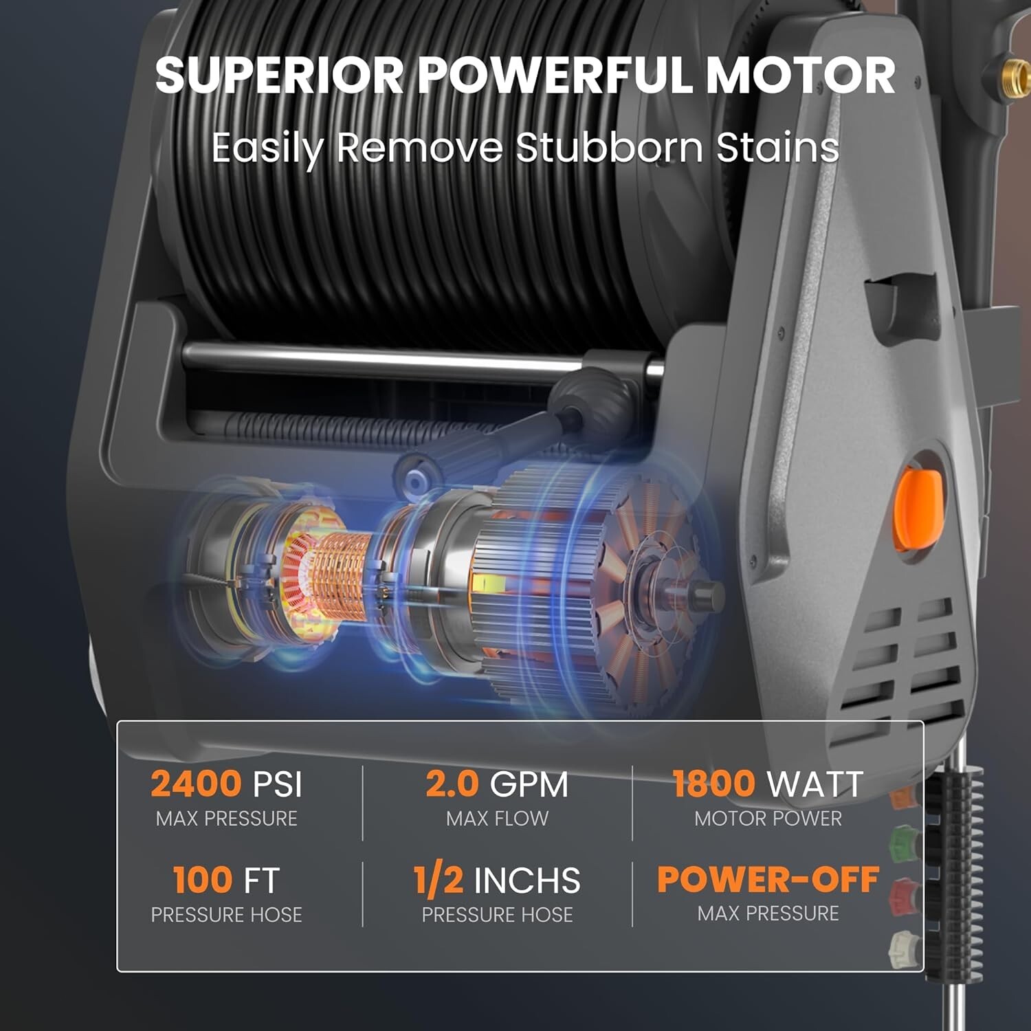 Giraffe Tools Electric Pressure Washer Power Washer with 100FT Hose Max 2400 PSI