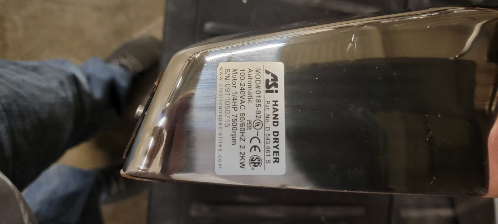 ASI hand dryer 0185-92.