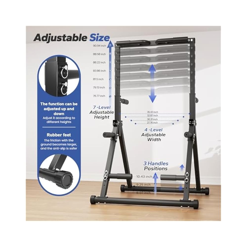 Foldable Pull Up Bar - Adjustable Station, MultiFunction for Pull-Ups, 480 LBS