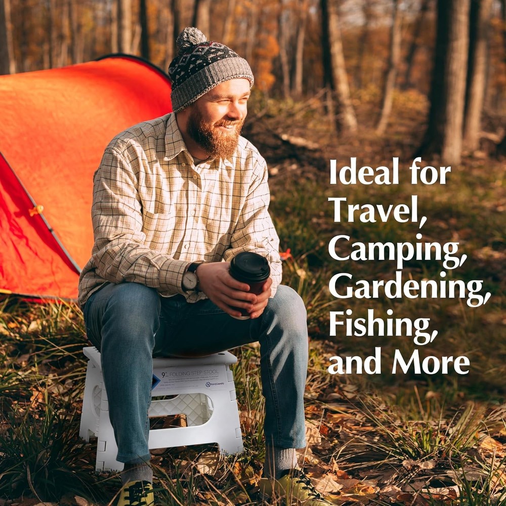 Versatile Lightweight Step Stool - 9-Inch Folding Stool for Kitchen & Bathroom