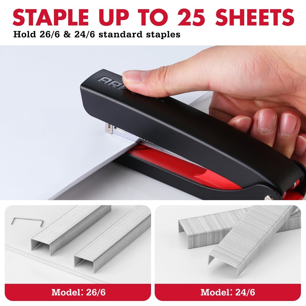 Arrow Full-Strip Stapler with Staples, 25 Sheets Capacity, Black