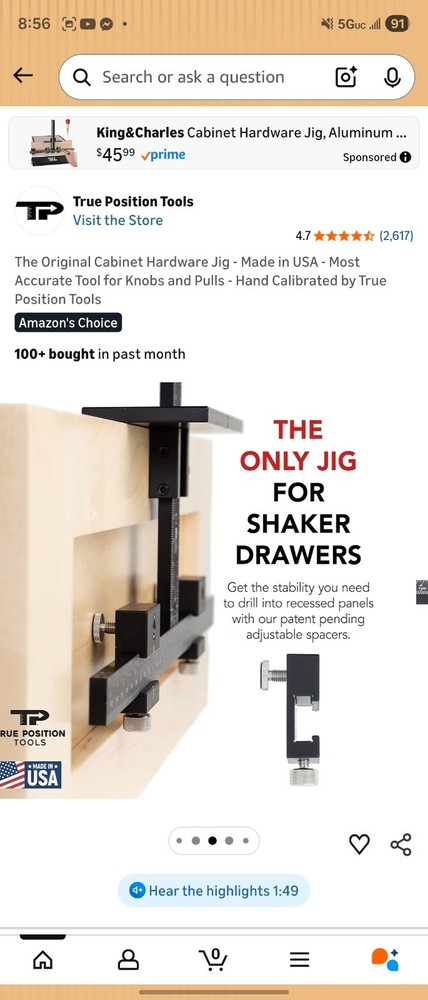 Cabinet Hardware Tool for Knobs and Pulls by True Position Tools