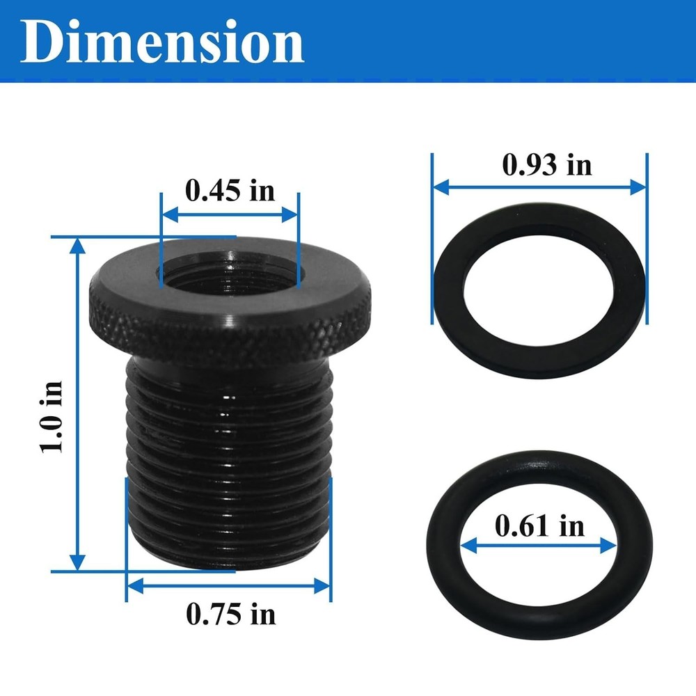 2 Pack Thread s and Washers, 1/2 * 28-3/4 * 16, Black