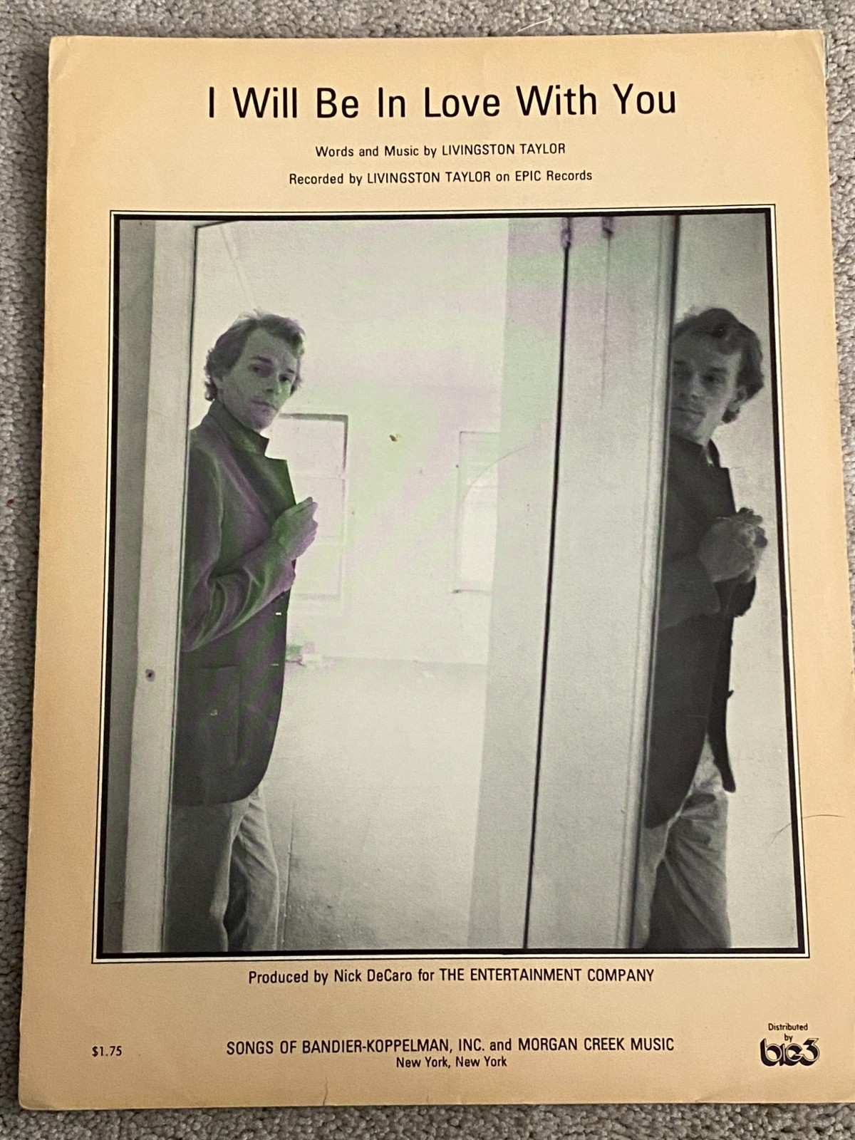 1978 I WILL BE IN LOVE WITH YOU Sheet Music by LIVINGSTON TAYLOR P/V/G