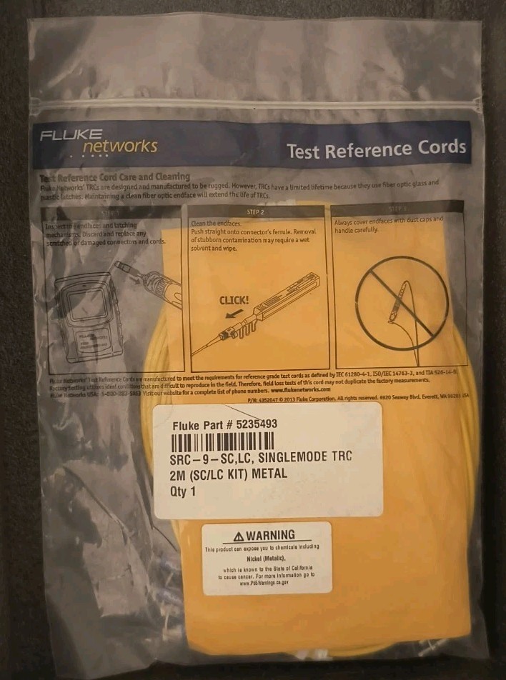 Fluke Networks 5235493 Test Reference Cords SRC-9‐SC, LC, Singlemode TRC