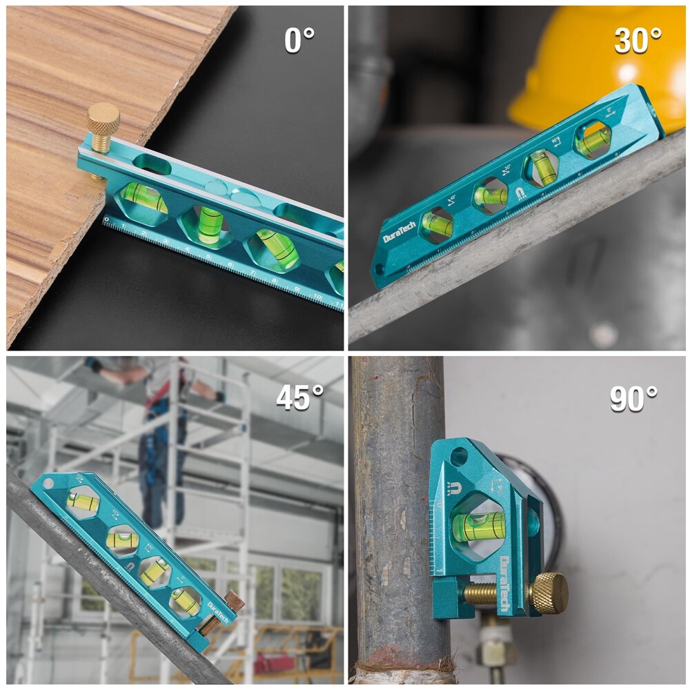 DURATECH 3PC Level Tool Set Magnetic Torpedo 2.5" 6.25" 8" Levels 0°-90° Bubbles