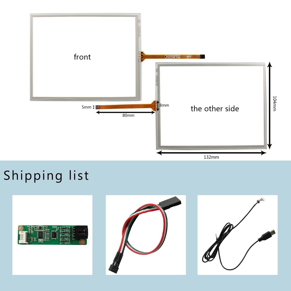 5.7inch Resistance Touch Panel 132mm x 105mm 4-Wire Touch Sensor USB Controller