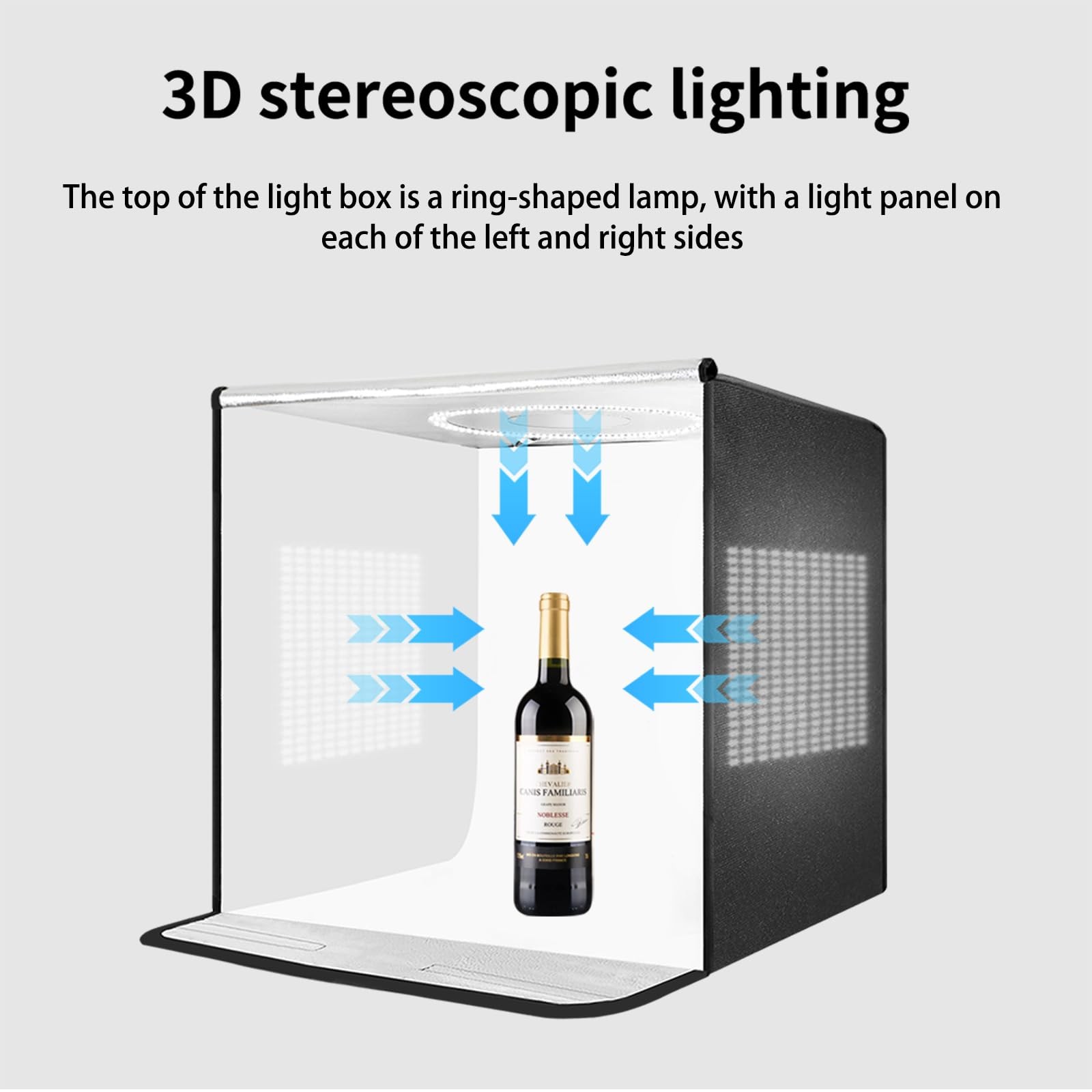 Pro 24"x24" Photo Studio Light Box 3-Side Light Panel/3-Temp/Dimmable 10%-100...