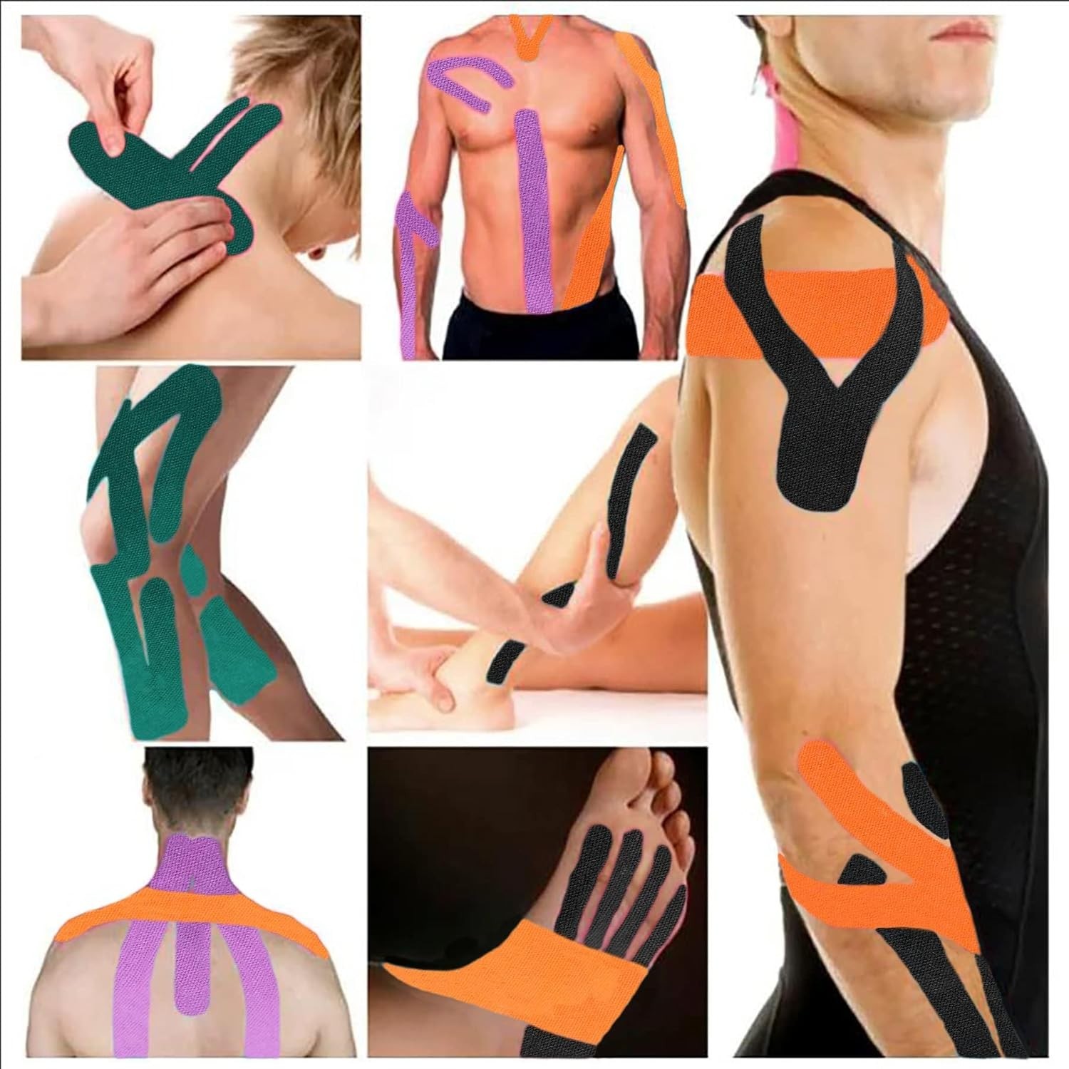 4Rolls Kinesiology Tape 80 Precut 10" Strip Elastic Athletic Tape Muscle Support