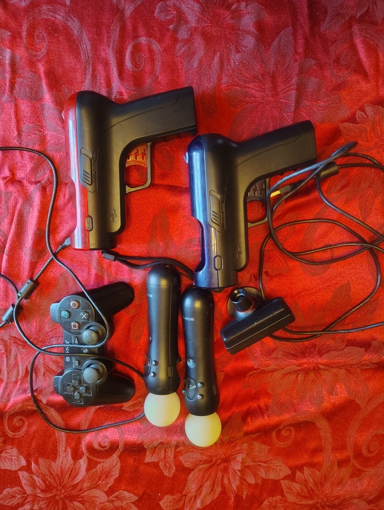 Sony PS3 PS Move Bundle 2 Motion Controllers Camera Gun Attachments + DS3 READ