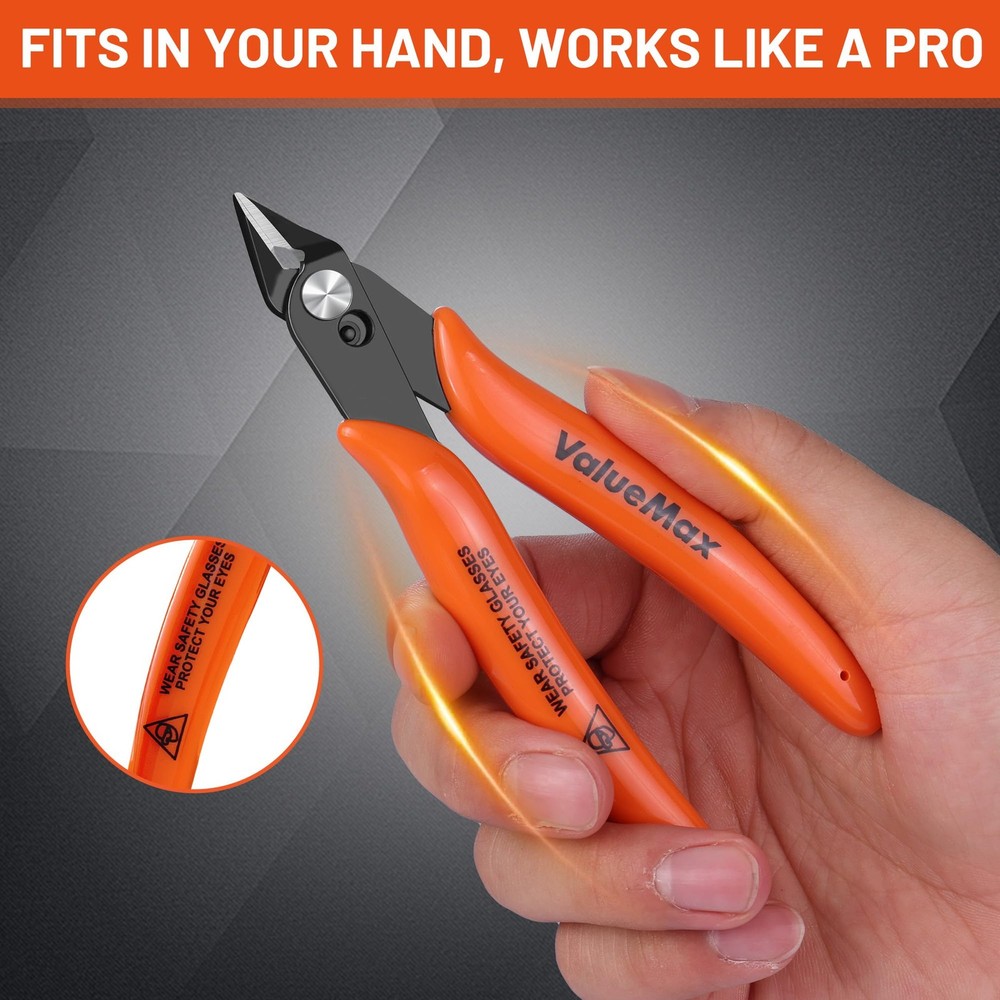 ValueMax Flush Cutters 6 Pack, 5" Micro Precision Side Cutter Orange/Black