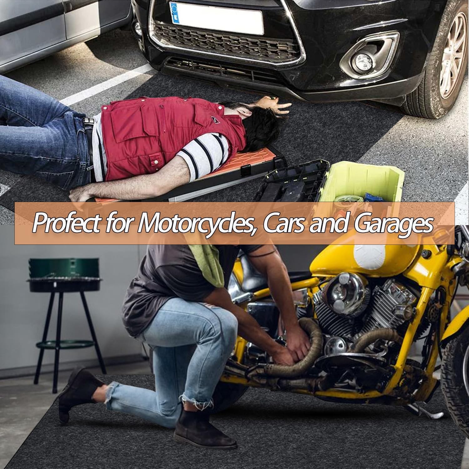 36 x 60 Inch Oil Spill Mat for Garage, Garage Floor Oil Change Mat for Driveway