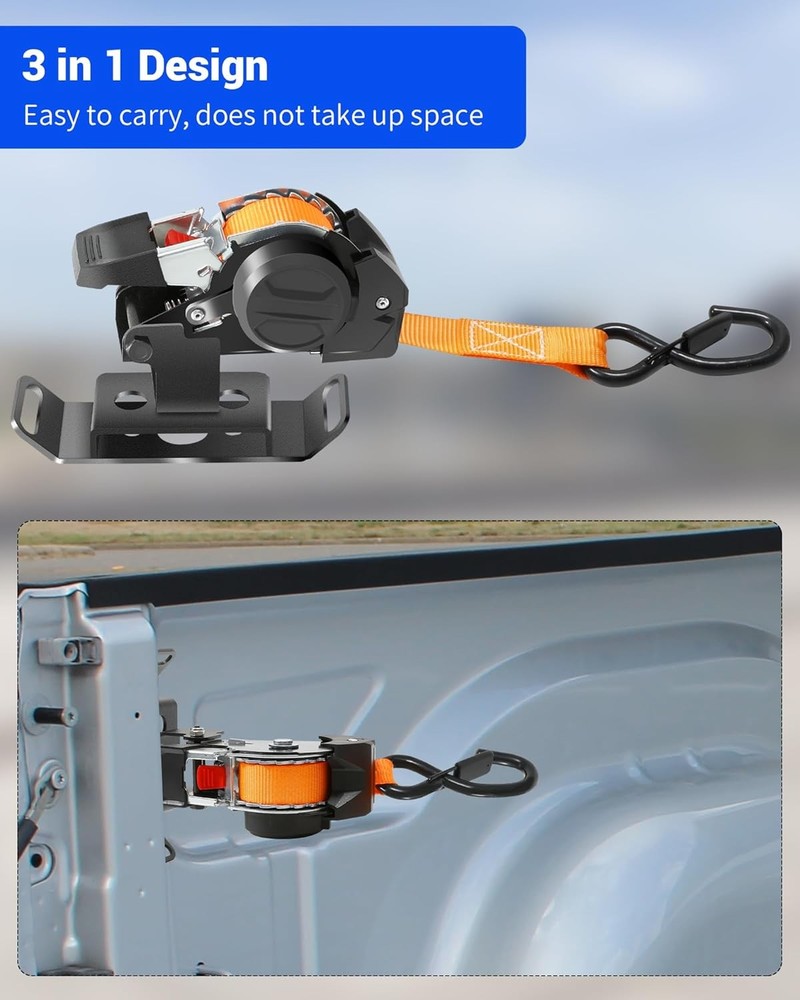 Dual-Pivot Retractable Tie Down Straps - Compatible with RAM 2500