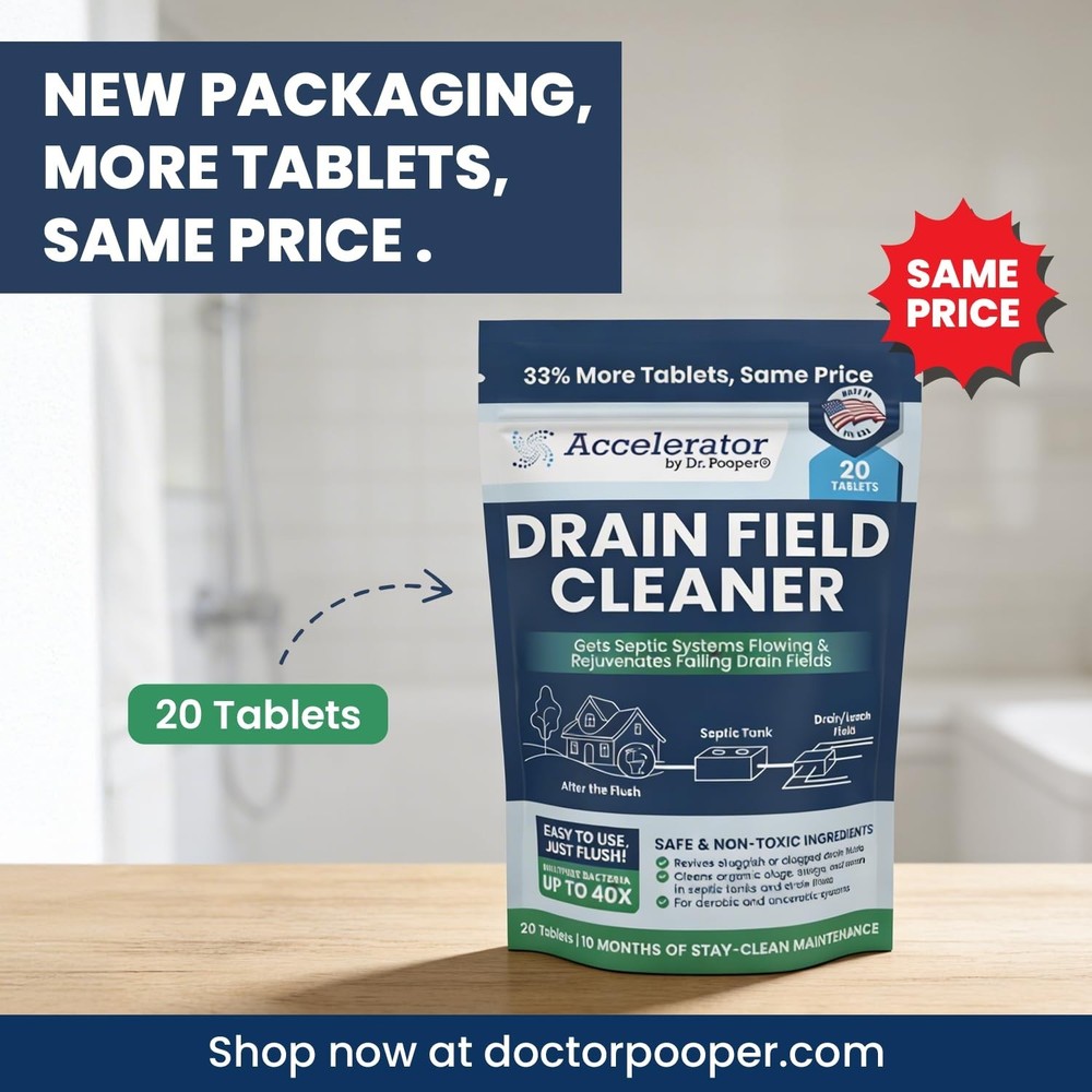 Accelerator by Dr. Pooper Drain Field Cleaner Tablets (20 Count) - Septic Tan...