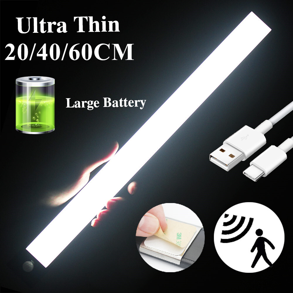 Wireless Motion Sensor Cabinet Closet Light USB Rechargeable Strip Kitchen Lamp