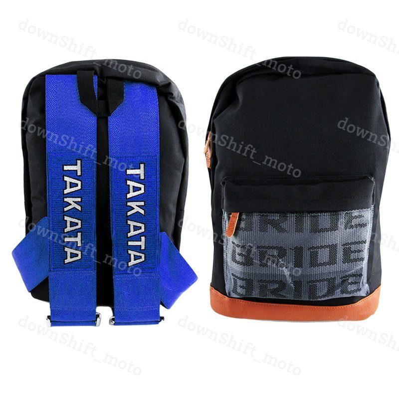 JDM BRIDE RACING BACKPACK WITH BLUE RACING HARNESS ADJUSTABLE SHOULDER STRAPS