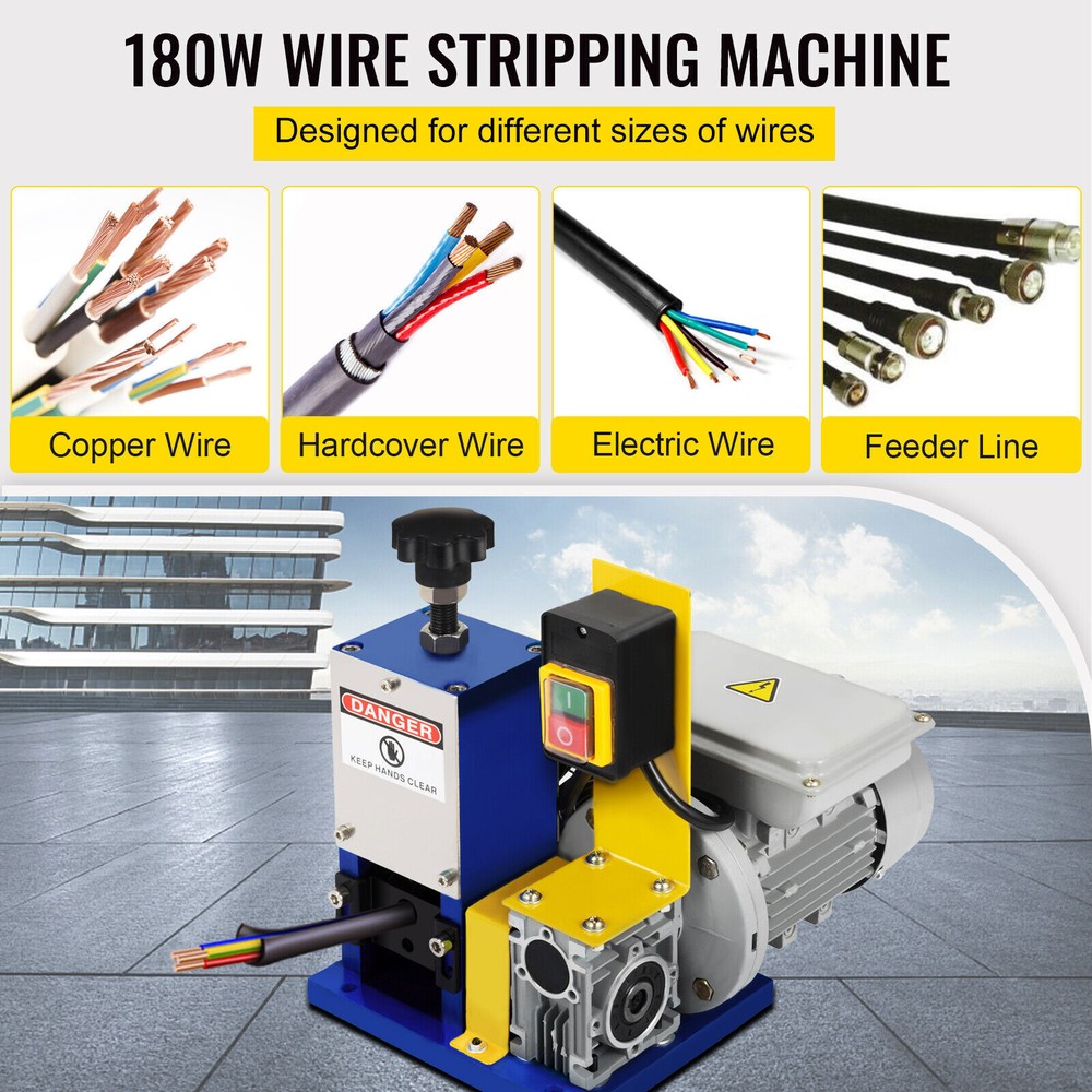Electric Wire Stripping Machine 0.05" - 1" Copper Cable Stripper 1.5-25mm