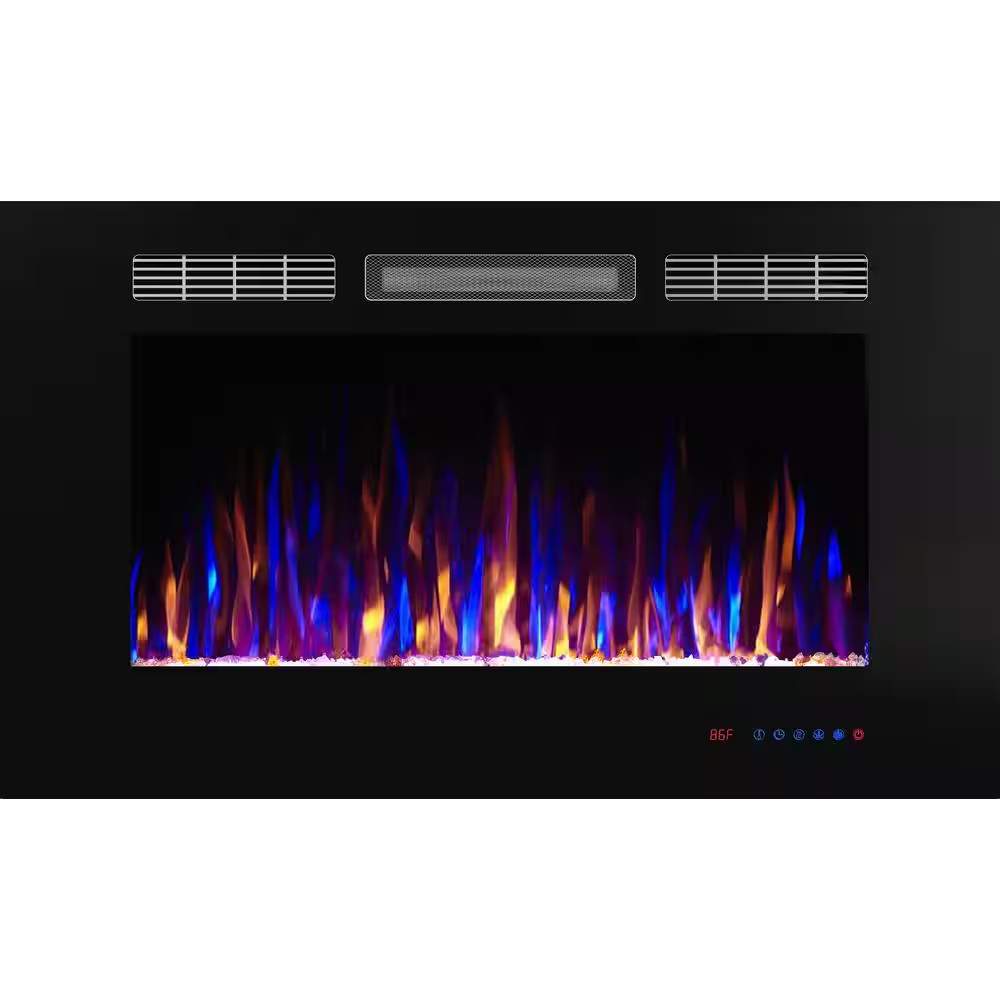 36 In. Recessed Installation Fireplace Insert with Remote Control