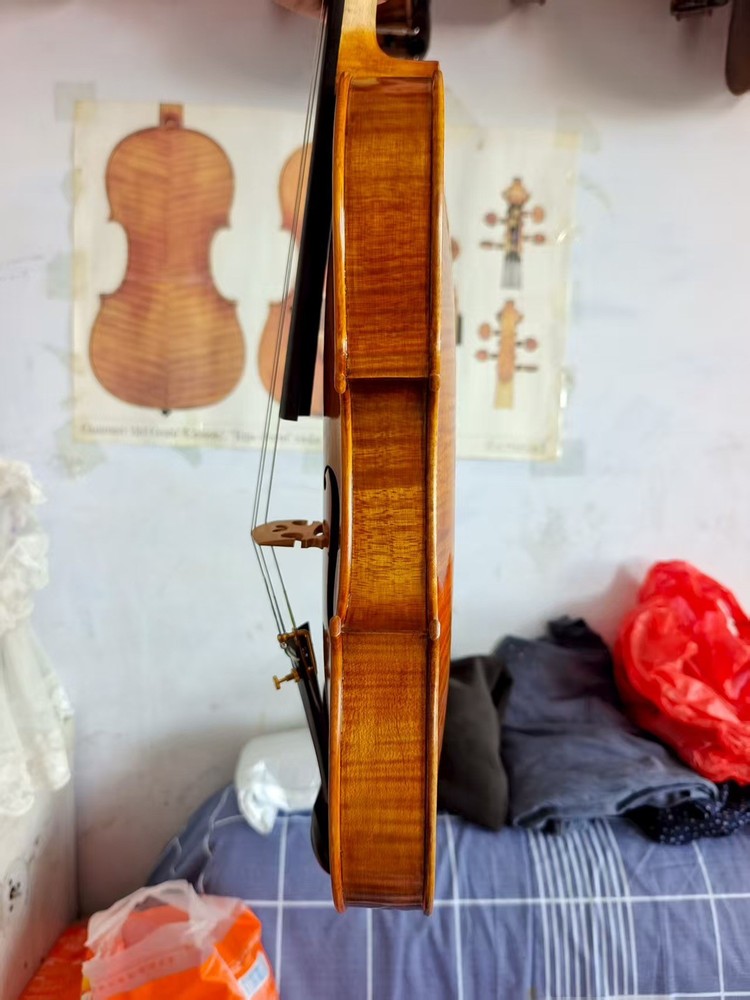4/4 Violin Solid Flamed maple back spruce top hand Made nice sound