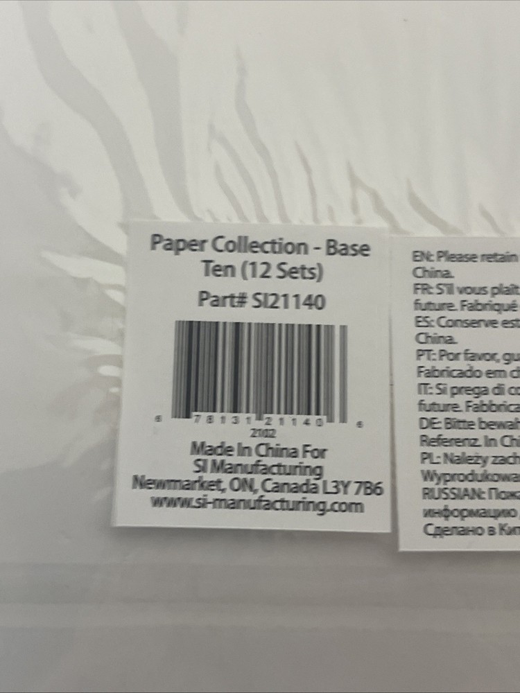 Math SOL PAPER COLLECTION BASE TEN 12 Sets S121140 2 Pack